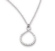 Sterling Silver with CZ Vertical Infinity Symbol Necklace w  16 Inch Chain