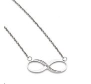 Stainless Steel Infinity Polished CZ Necklace w  20 Inch Chain