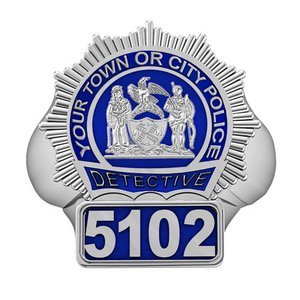 New York Personalized Detective Badge Ring with Blue Enamel  Number   Department