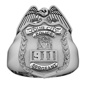 New York Police Sergeant Badge Ring with Number   Department