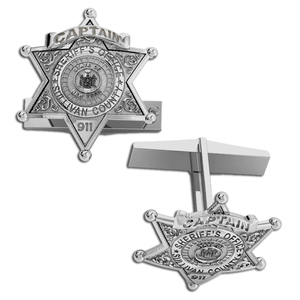 Personalized Sheriff Badge Cuff Links with Number  Rank   Dept 