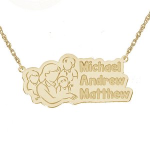 Personalized Mother with Three Sons Pendant w  18  Chain