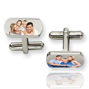 Rectangle Stainless Steel Photo Engravable Cufflinks