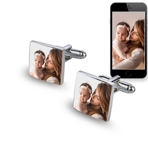 Square Stainless Steel Photo Engravable Cufflinks