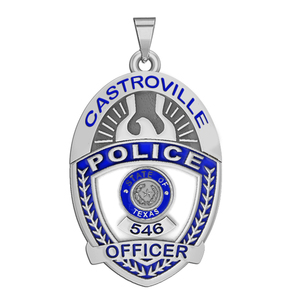 Personalized Texas Oval Police Badge with Your Rank  Dept  and Number