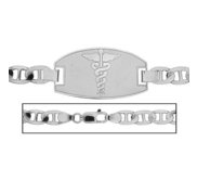 Sterling Silver Men s Anchor Link Medical ID Bracelet