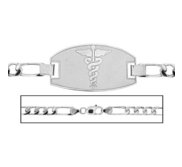Sterling Silver Men s Figaro Link Medical ID Bracelet