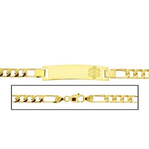 Solid 14K Yellow Gold Women s Figaro Link Medical ID Bracelet