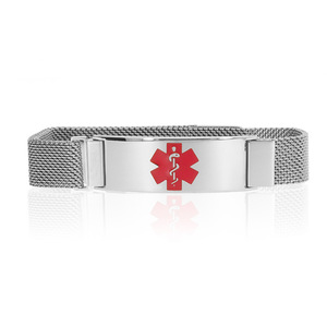 Women s Stainless Steel Medical ID Magnetic Clasp Mesh Bracelet