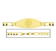 Solid 14K Yellow Gold Children s Figaro Link Medical ID Bracelet
