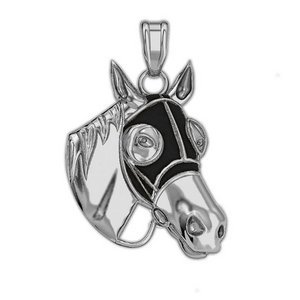RaceHorse with Blinder Mask Horse Pendant w  Color of Your Choice
