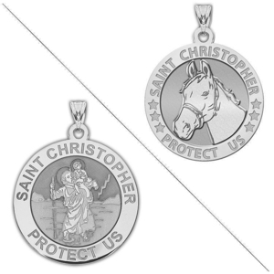 Equestrian and Horseback Riding   Saint Christopher Doubledside Sports Religious Medal  EXCLUSIVE 