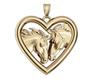 RaceHorse Love on a Smooth Heart Shaped Frame Horse Jewelry Pendant or Charm