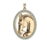 Ravel RaceHorse Diamond Studded Oval Horse Jewelry Pendant