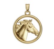 RaceHorse on a Smooth Round Frame Horse Jewelry Pendant or Charm