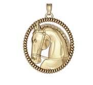 Ravel Racehorse on an Oval Rope Frame Horse Jewelry Pendant or Charm