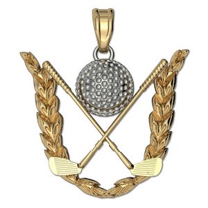 Engravable Two Tone Golf Crest Pendant