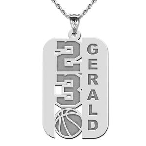 Personalized Basketball Dog Tag Cut Out Pendant with Name   Number