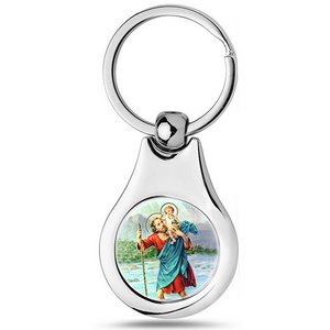 Stainless Steel Color Saint Christopher Keychain