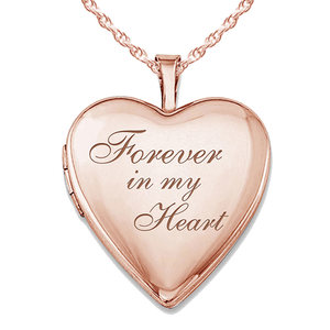 Sterling Silver Rose Gold Plated  Forever In My Heart  Heart Locket