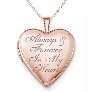 Rose Gold Plated Always   Forever In My Heart Heart Photo Locket
