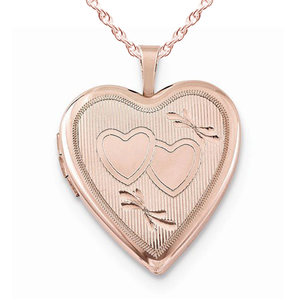 Rose Gold Plated Double Heart Photo Locket