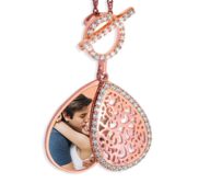 Rose Gold Plated Ornate Teardrop Swivel Locket with Chain Included