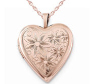Rose Gold Plated Floral Heart Photo Locket