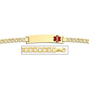 14K Gold Medical ID Bracelet w  Curb Chain with Enamel