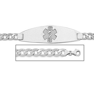 Sterling Silver Medical ID Bracelet w  Curb Chain
