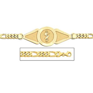 14K Gold Medical ID Bracelet w  Figaro Chain