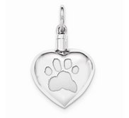 Sterling Silver Heart Paw Print Cremation Ash Filler