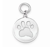 Sterling Silver Round Shaped Paw Print Cremation Ash Filler