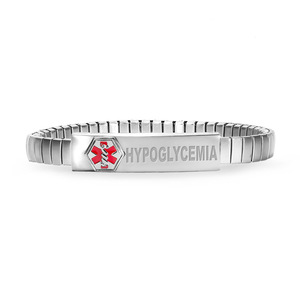 Stainless Steel Hypoglycemia Women s Medical ID Expansion Bracelet