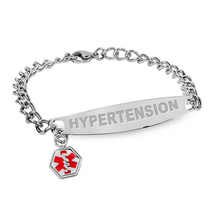 Stainless Steel Women s Hypertension Medical ID Bracelet