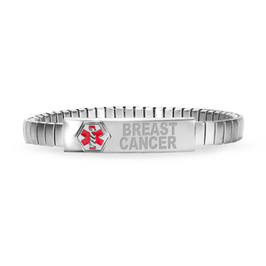 Stainless Steel Breast Cancer Women s Medical ID Expansion Bracelet