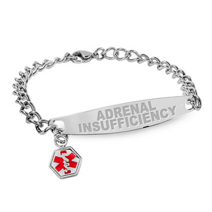 Stainless Steel Women s Adrenal Insufficiency Medical ID Bracelet