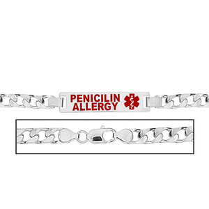 Men s Penicilin Allergy Curb Link Medical ID Bracelet