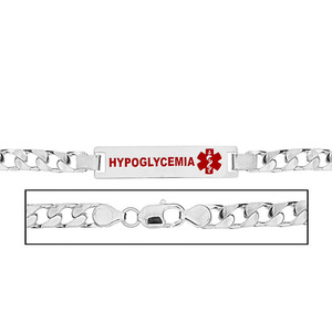 Men s Hypoglycemia Curb Link Medical ID Bracelet