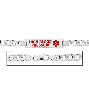 Men s High Blood Pressure Curb Link Medical ID Bracelet