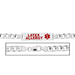 Men s Latex Allergy Curb Link Medical ID Bracelet