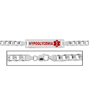 Women s Hypoglycemia Curb Link Medical ID Bracelet