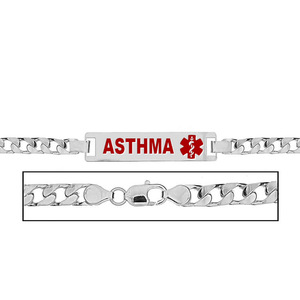 Women s Asthma Curb Link Medical ID Bracelet