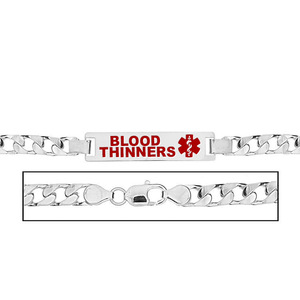 Men s Blood Thinners Curb Link Medical ID Bracelet