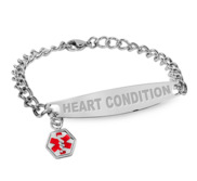 Stainless Steel Women s Heart Condition Medical ID Bracelet