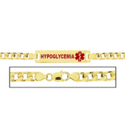 Women s Hypoglycemia Curb Link Medical ID Bracelet