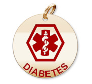 Medical Round Diabetic Charm or Pendant