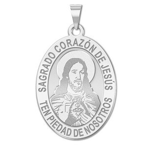 Sagrado Corazon de Jesus Medalla religiosa oval