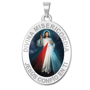 Divina Misericordia Jesus Color Oval Religious Medal  EXCLUSIVE 