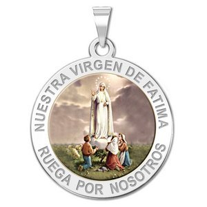 Nuestra Virgen de Fatima Religious Round Color Medal   EXCLUSIVE 